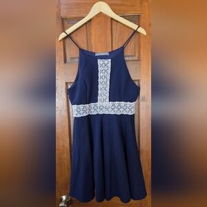 Navy Dress with Lace Detail